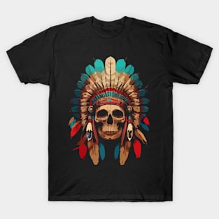 Vintage Native American Indian Skull Motorcycle Gift T-Shirt